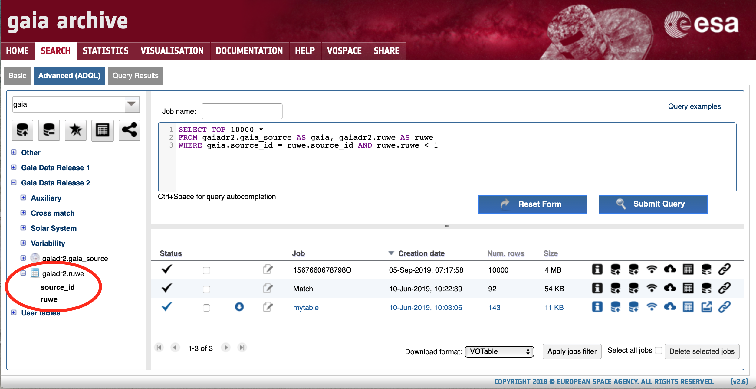 RUWE data in Gaia Archive